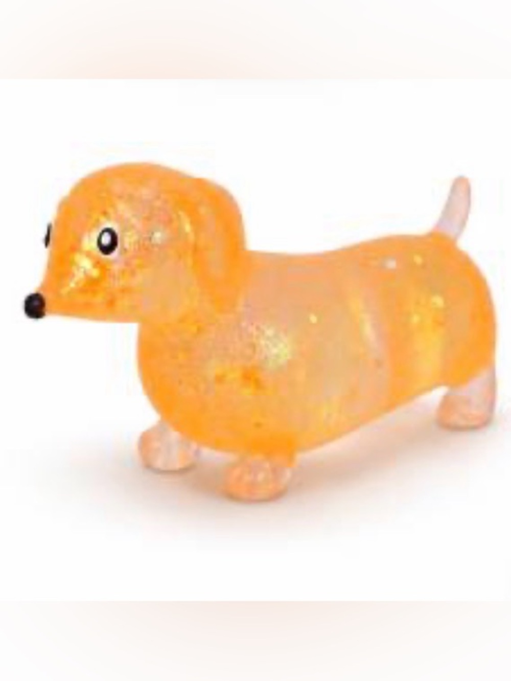 Orange/Yellow Sparkly Sausage Dog Squishy Toy